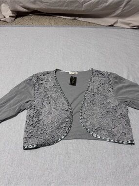 Tulle Lace Cropped Bolero Jacket - Gray